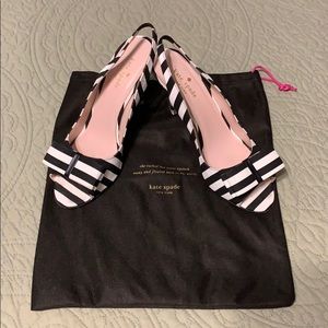 Kate Spade Celeste stripe bow slingback heels